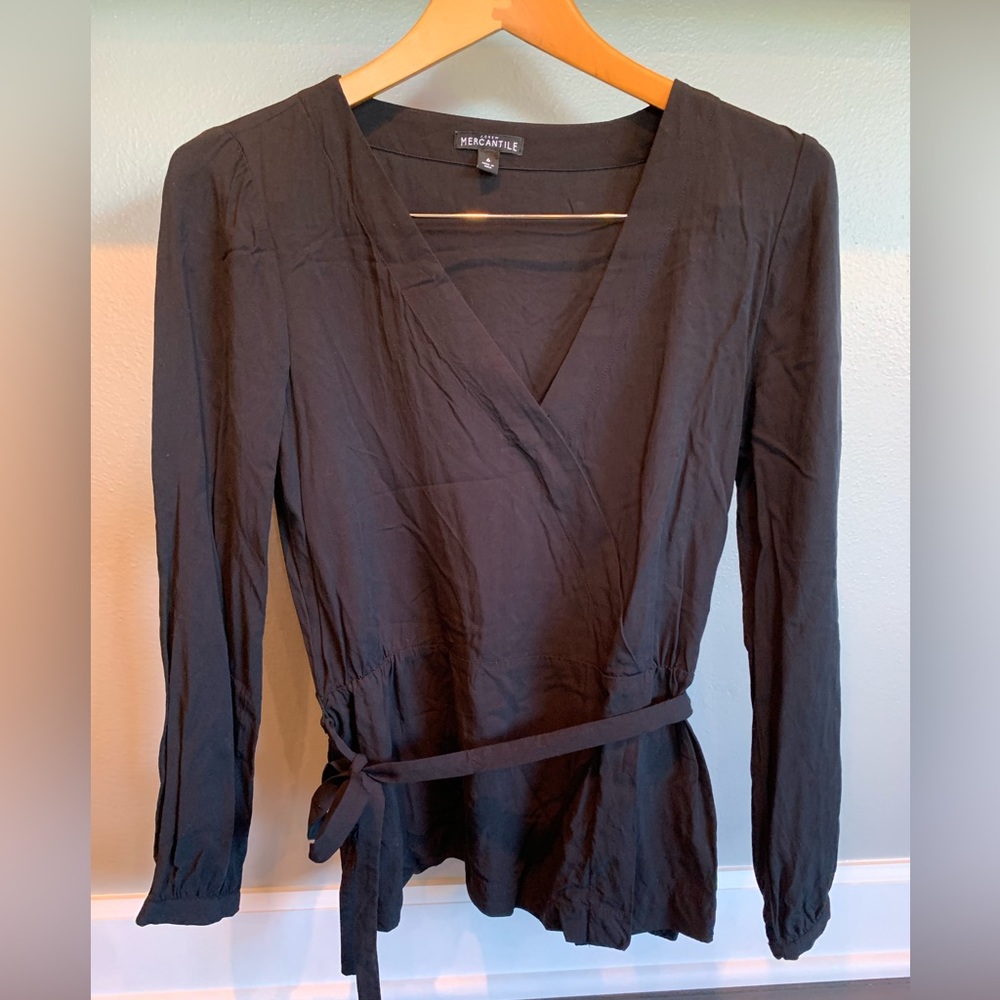 BLACK J Crew Mercantile Wrap Top